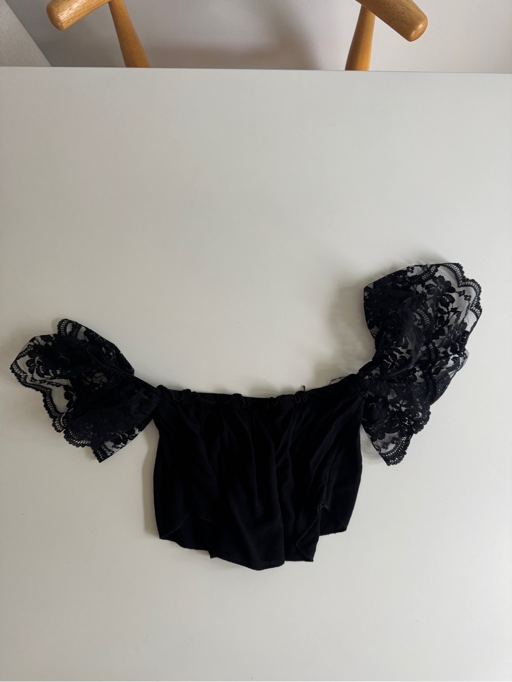 Black Lace Off-Shoulder Crop Top